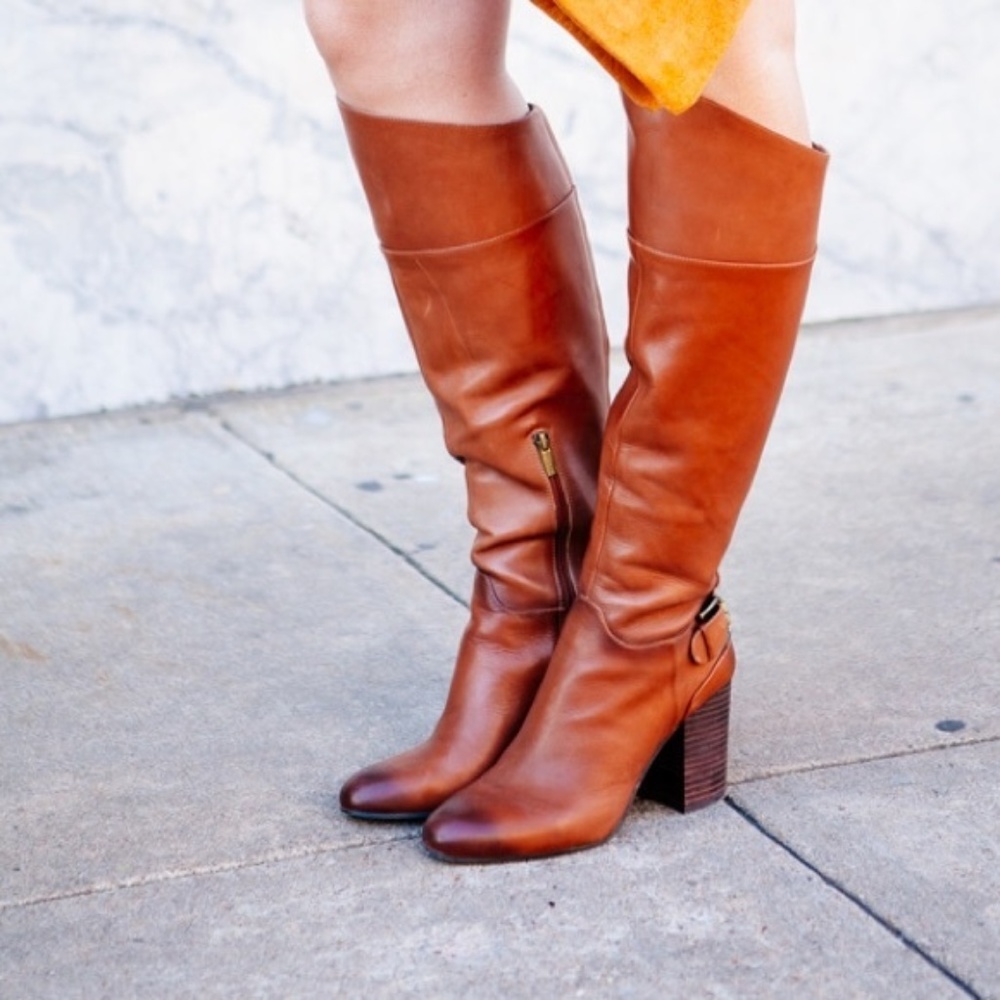New Vince Camuto Sidney Tall Riding Boot Brown US6